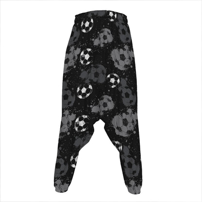 Grunge Soccer Ball Pattern Print Hammer Pants