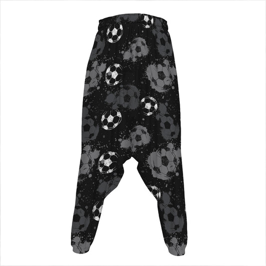 Grunge Soccer Ball Pattern Print Hammer Pants