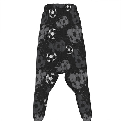 Grunge Soccer Ball Pattern Print Hammer Pants