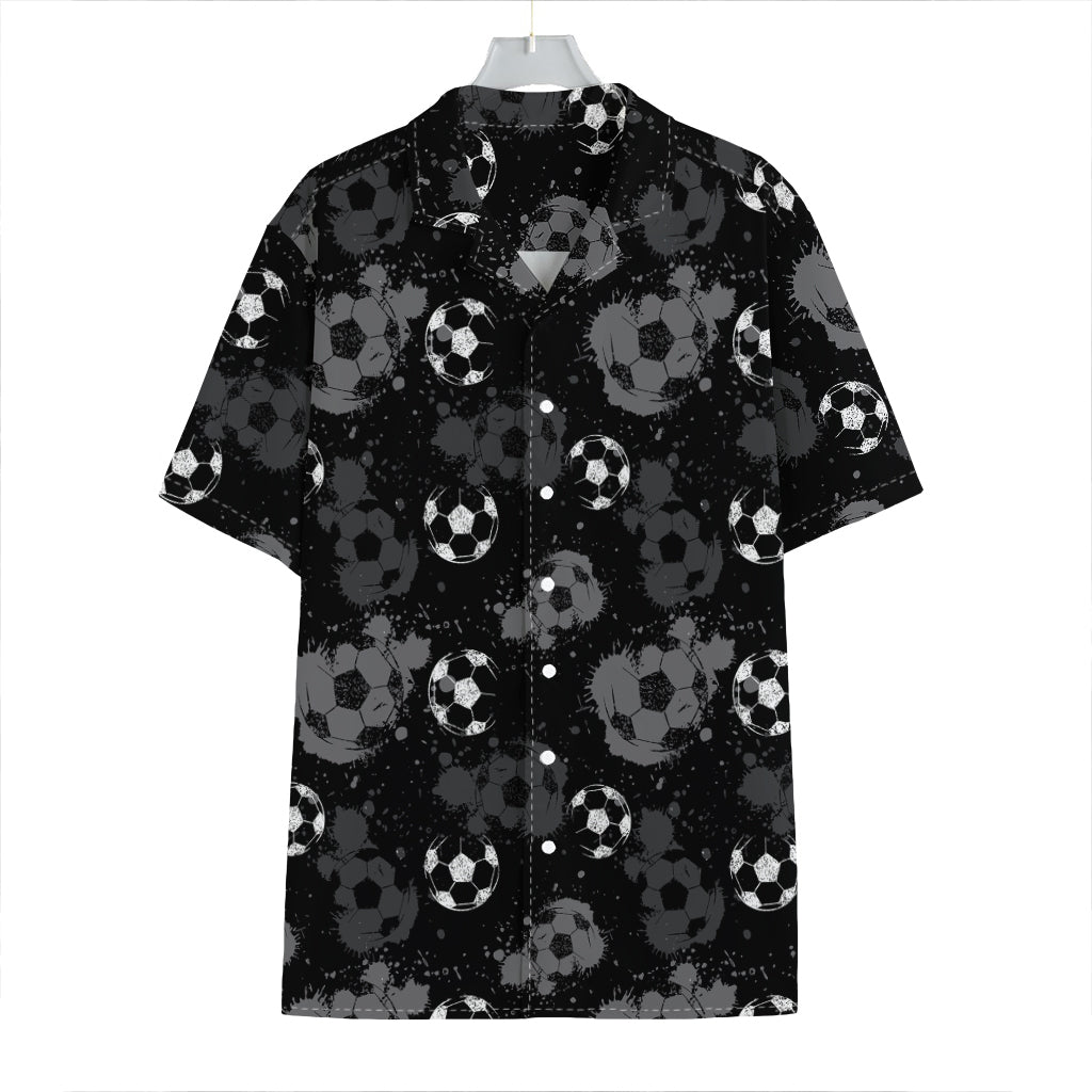 Grunge Soccer Ball Pattern Print Hawaiian Shirt