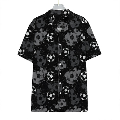 Grunge Soccer Ball Pattern Print Hawaiian Shirt