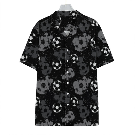 Grunge Soccer Ball Pattern Print Hawaiian Shirt