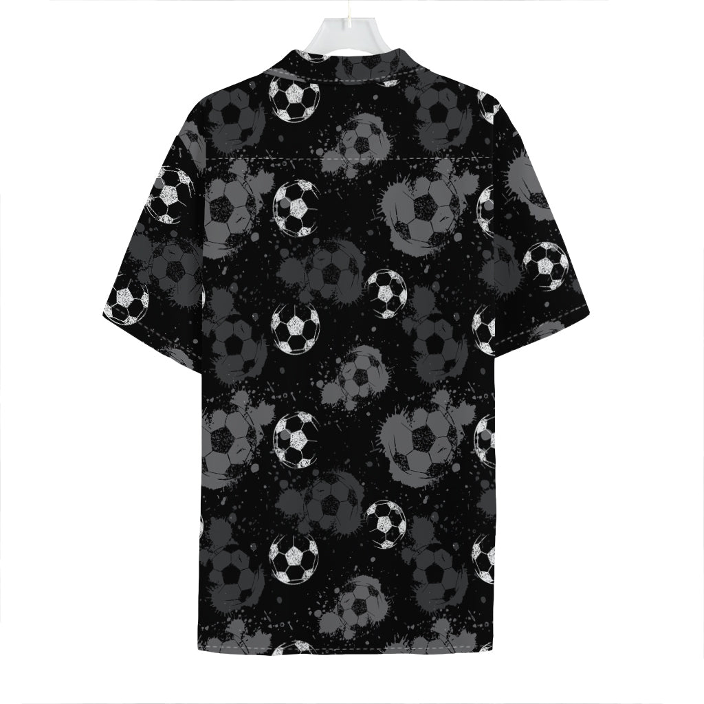 Grunge Soccer Ball Pattern Print Hawaiian Shirt