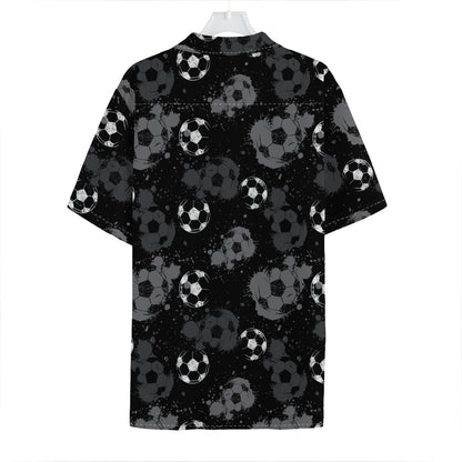 Grunge Soccer Ball Pattern Print Hawaiian Shirt