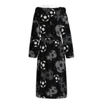 Grunge Soccer Ball Pattern Print Hooded Bathrobe
