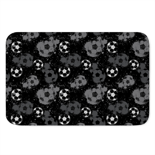 Grunge Soccer Ball Pattern Print Indoor Door Mat