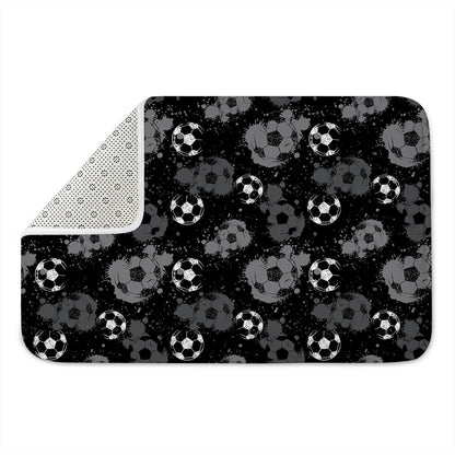 Grunge Soccer Ball Pattern Print Indoor Door Mat