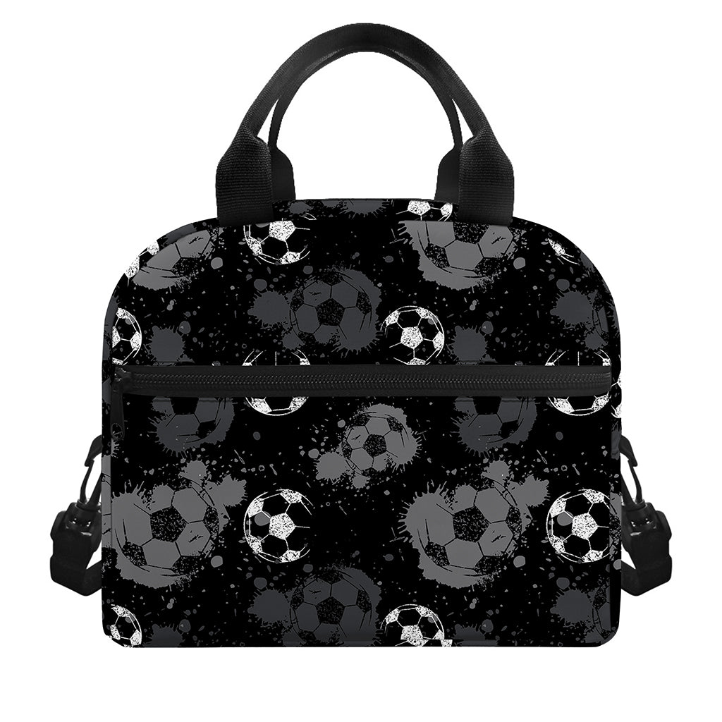 Grunge Soccer Ball Pattern Print Insulated Lunch Bag