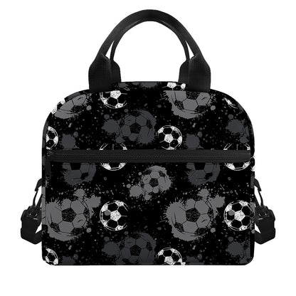 Grunge Soccer Ball Pattern Print Insulated Lunch Bag