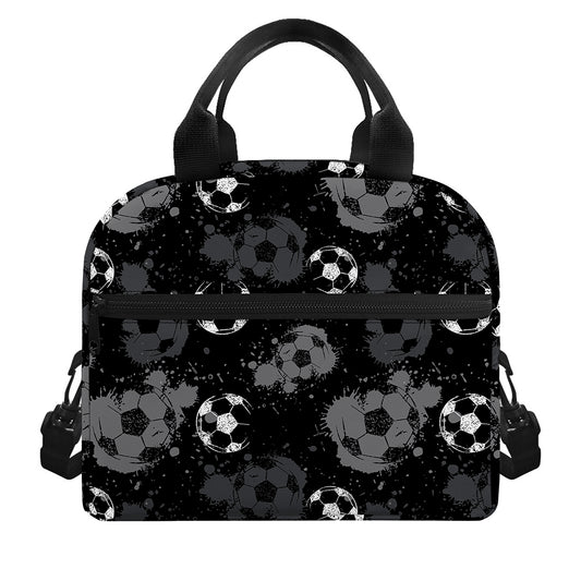 Grunge Soccer Ball Pattern Print Insulated Lunch Bag