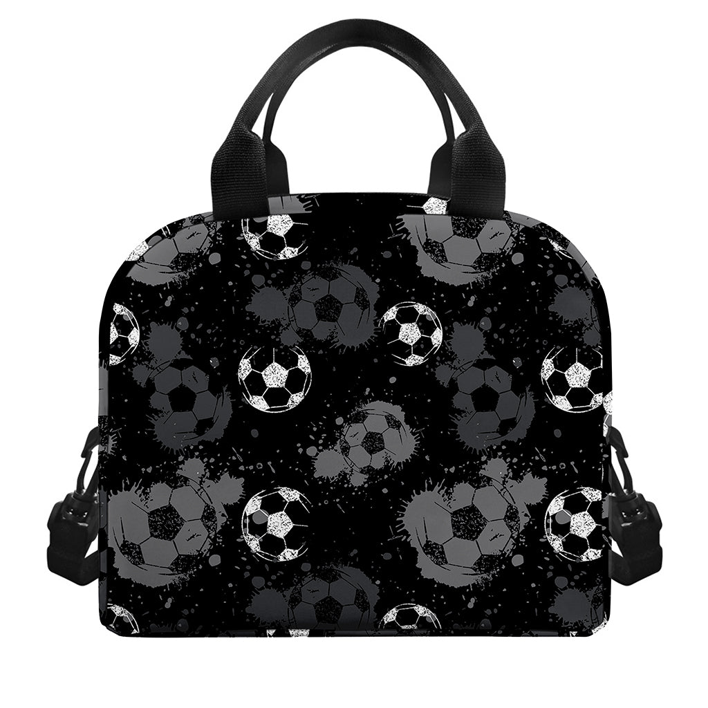 Grunge Soccer Ball Pattern Print Insulated Lunch Bag