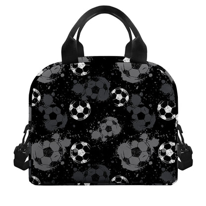 Grunge Soccer Ball Pattern Print Insulated Lunch Bag