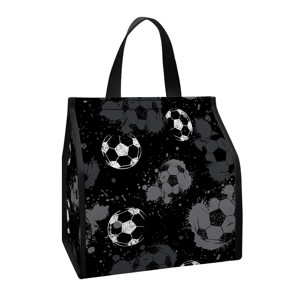 Grunge Soccer Ball Pattern Print Insulated Lunch Tote