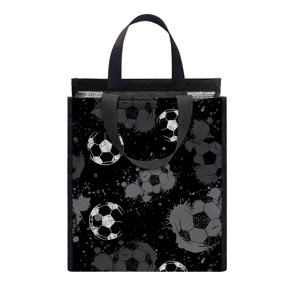 Grunge Soccer Ball Pattern Print Insulated Lunch Tote