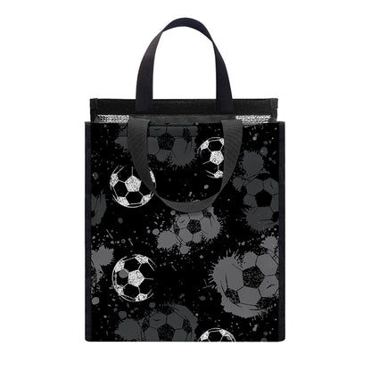 Grunge Soccer Ball Pattern Print Insulated Lunch Tote