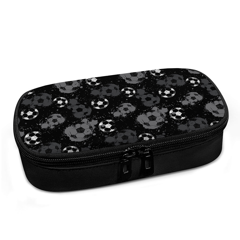 Grunge Soccer Ball Pattern Print Insulin Cooler Travel Case
