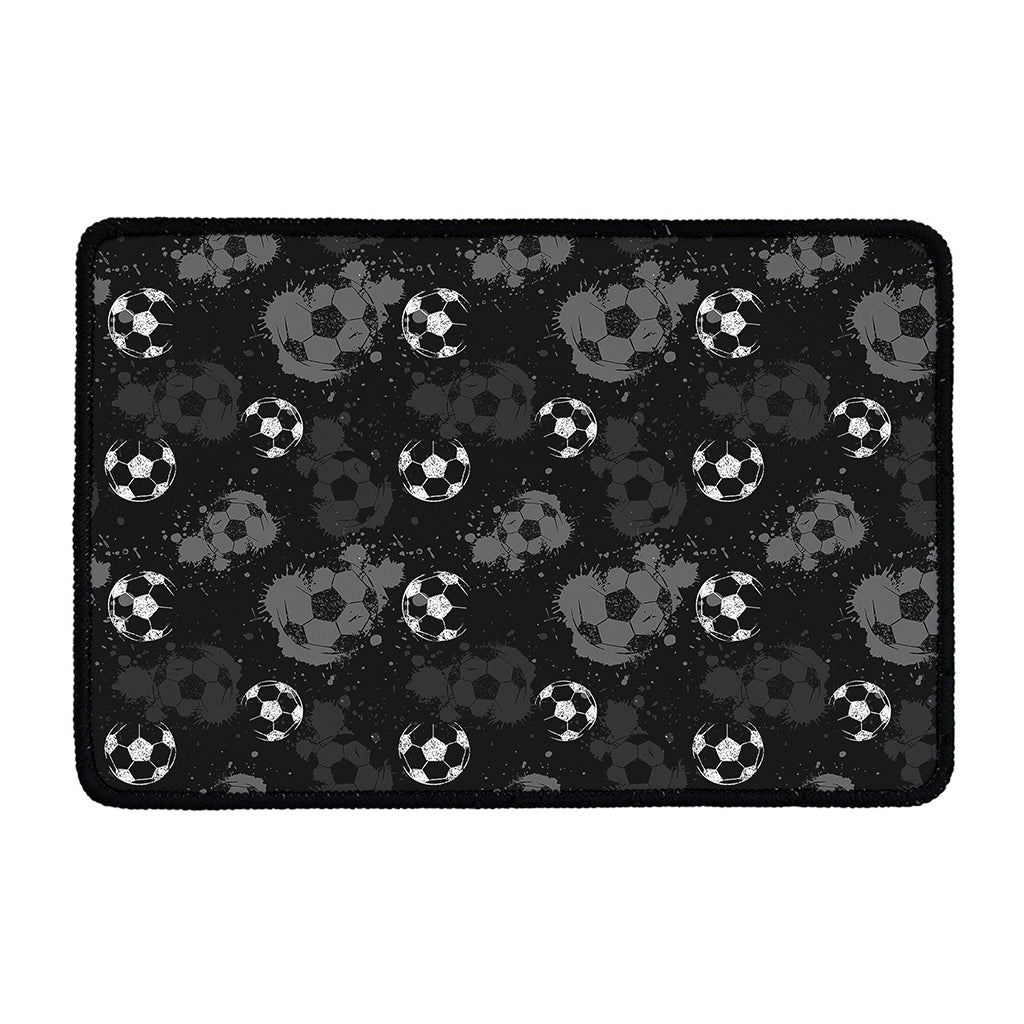 Grunge Soccer Ball Pattern Print Kitchen Mat