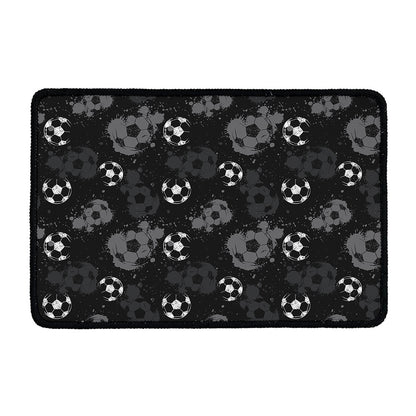 Grunge Soccer Ball Pattern Print Kitchen Mat