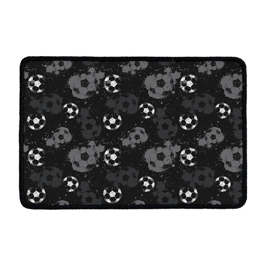 Grunge Soccer Ball Pattern Print Kitchen Mat