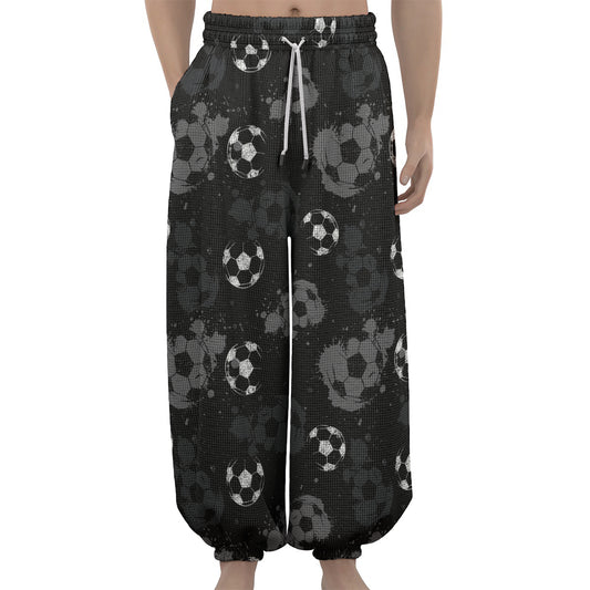 Grunge Soccer Ball Pattern Print Lantern Pants