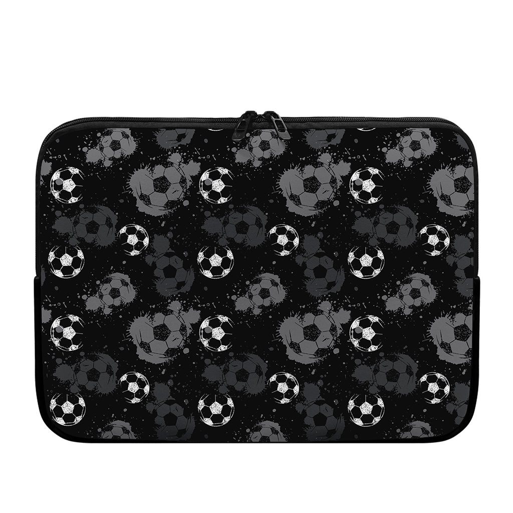 Grunge Soccer Ball Pattern Print Laptop Sleeve