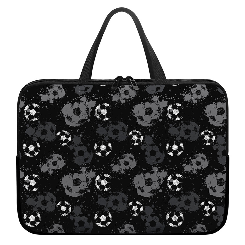 Grunge Soccer Ball Pattern Print Laptop Sleeve With Handle