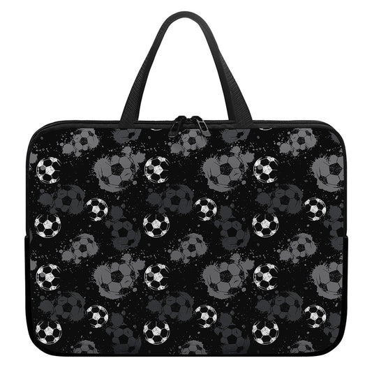 Grunge Soccer Ball Pattern Print Laptop Sleeve With Handle