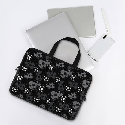 Grunge Soccer Ball Pattern Print Laptop Sleeve With Handle