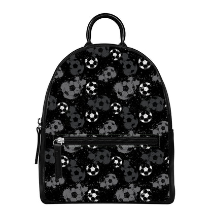 Grunge Soccer Ball Pattern Print Leather Backpack