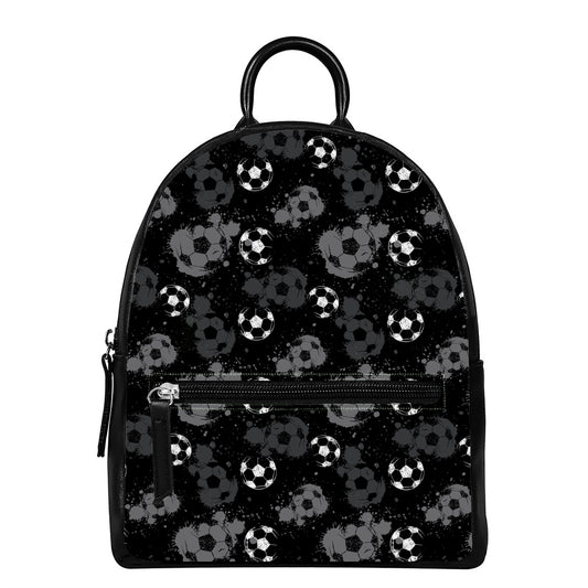 Grunge Soccer Ball Pattern Print Leather Backpack