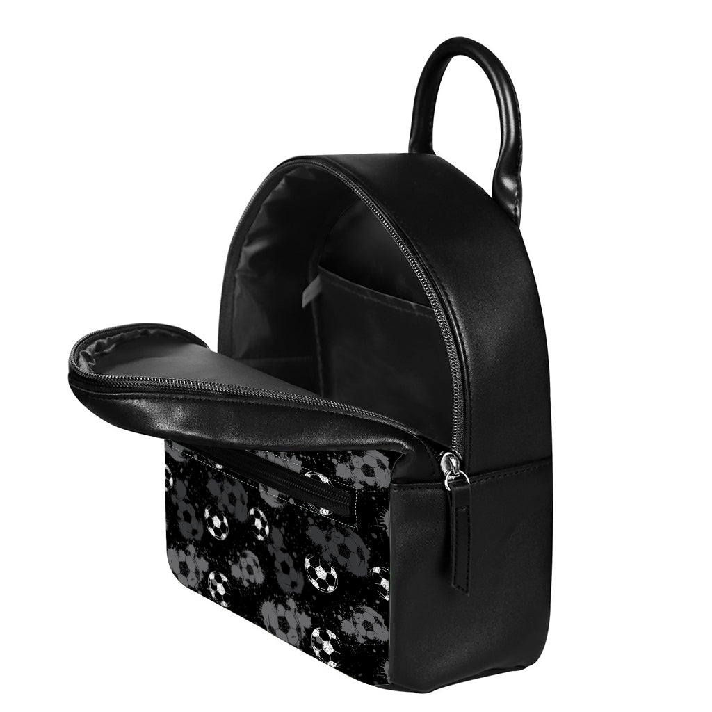 Grunge Soccer Ball Pattern Print Leather Backpack