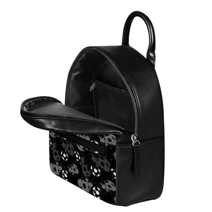 Grunge Soccer Ball Pattern Print Leather Backpack