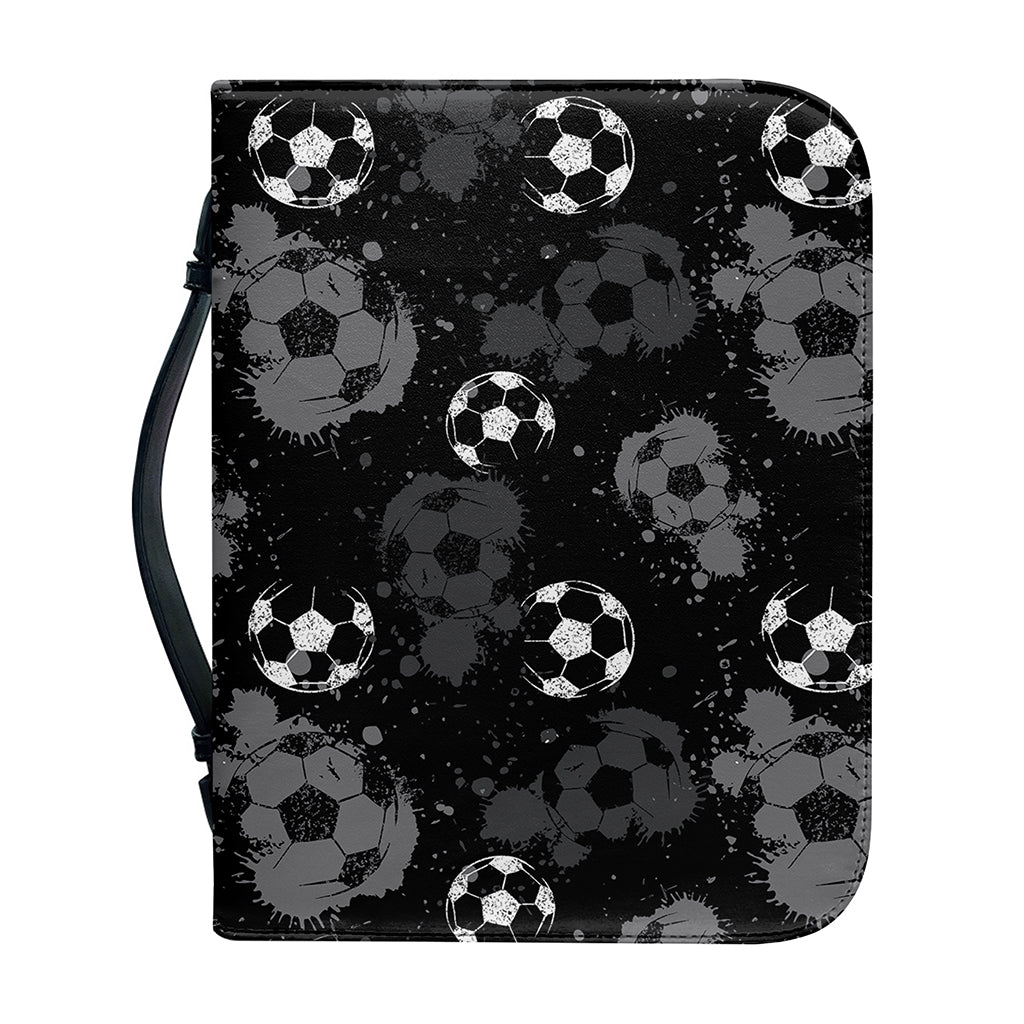Grunge Soccer Ball Pattern Print Leather Bible Cover