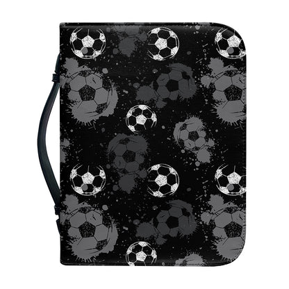 Grunge Soccer Ball Pattern Print Leather Bible Cover