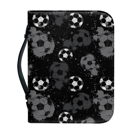 Grunge Soccer Ball Pattern Print Leather Bible Cover