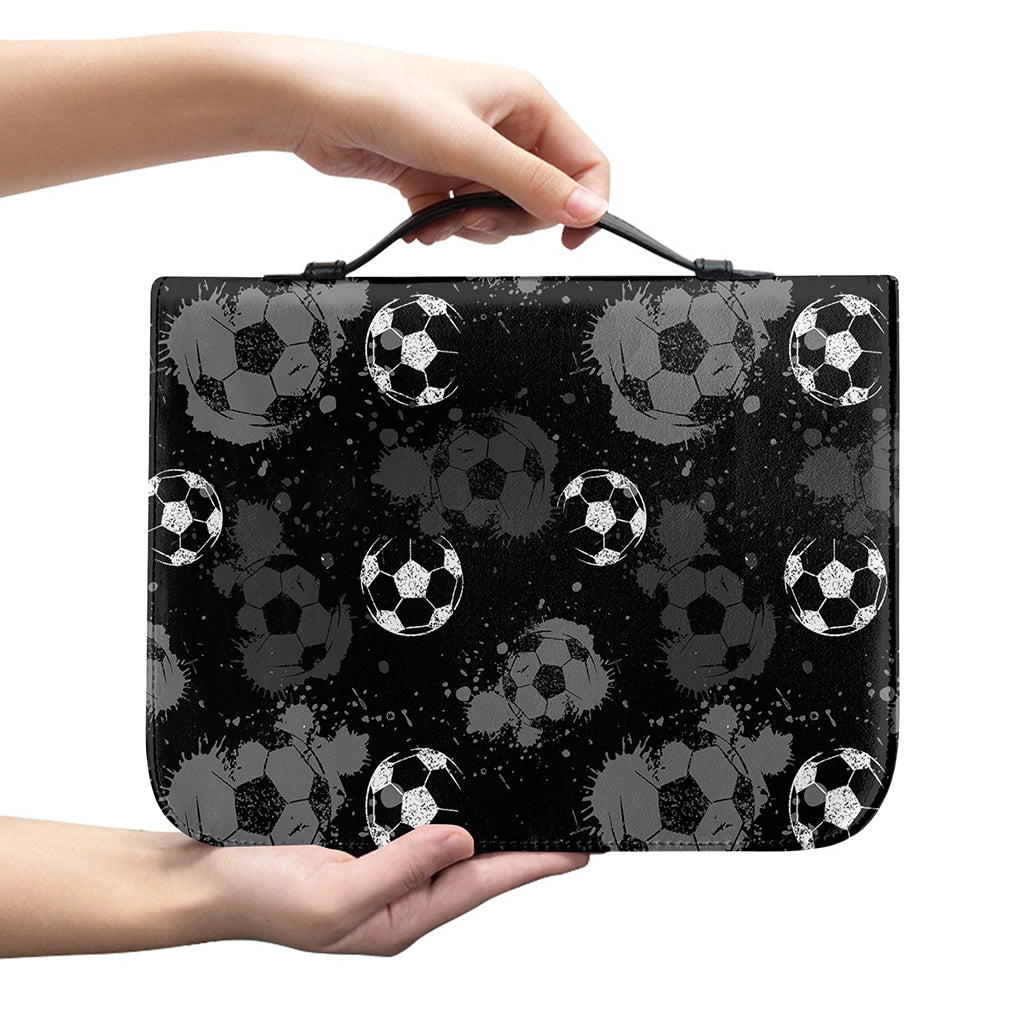 Grunge Soccer Ball Pattern Print Leather Bible Cover