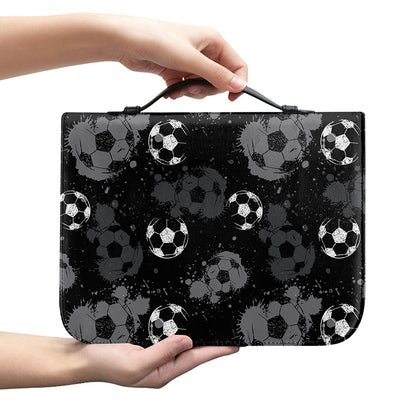 Grunge Soccer Ball Pattern Print Leather Bible Cover