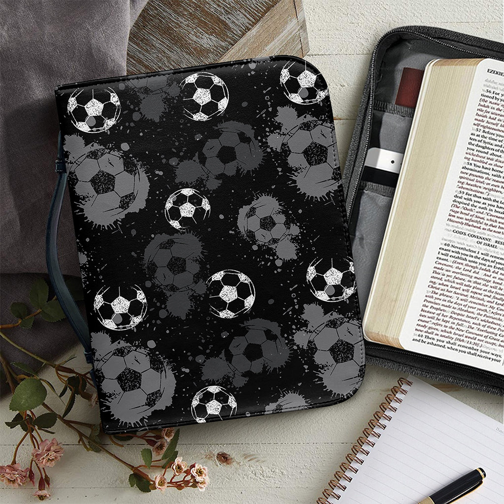 Grunge Soccer Ball Pattern Print Leather Bible Cover