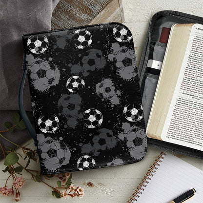 Grunge Soccer Ball Pattern Print Leather Bible Cover