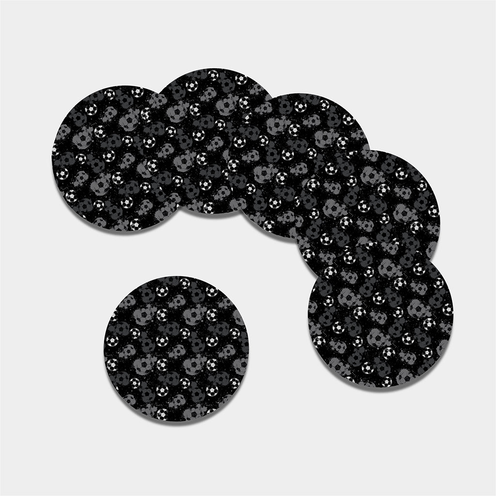 Grunge Soccer Ball Pattern Print Leather Coaster Set