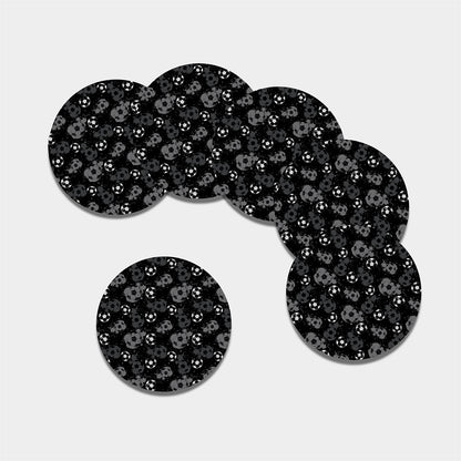 Grunge Soccer Ball Pattern Print Leather Coaster Set