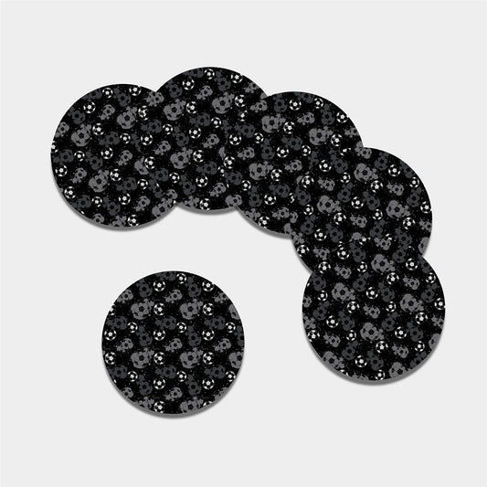 Grunge Soccer Ball Pattern Print Leather Coaster Set