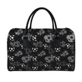 Grunge Soccer Ball Pattern Print Leather Duffel Bag