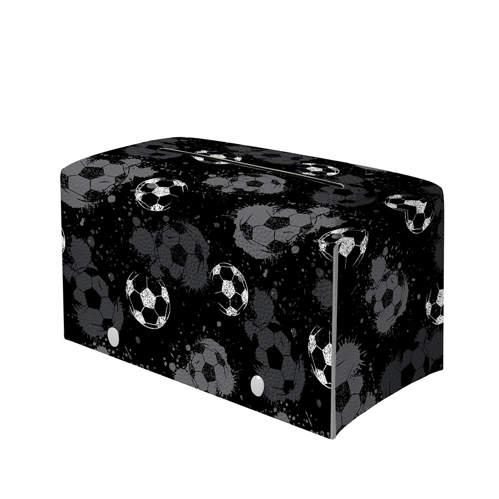 Grunge Soccer Ball Pattern Print Leather Tissue Box Cover