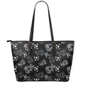 Grunge Soccer Ball Pattern Print Leather Tote Bag With Zipper