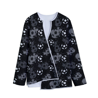 Grunge Soccer Ball Pattern Print Long Sleeve Short Coat