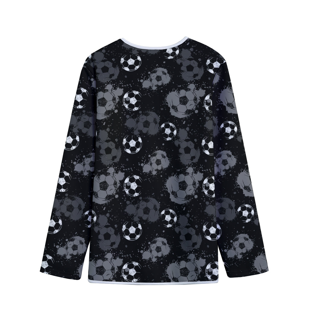 Grunge Soccer Ball Pattern Print Long Sleeve Short Coat