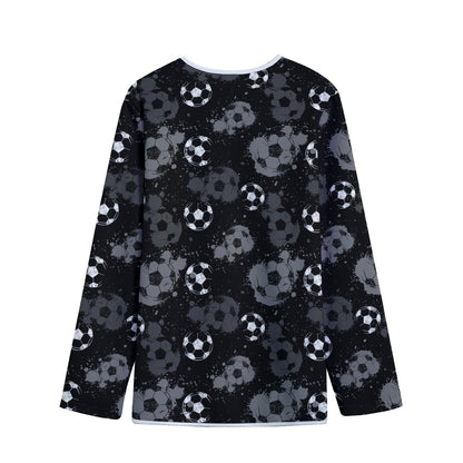 Grunge Soccer Ball Pattern Print Long Sleeve Short Coat