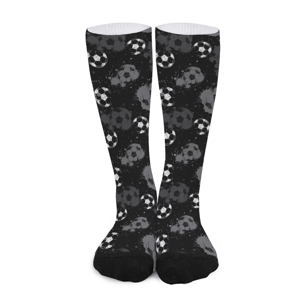 Grunge Soccer Ball Pattern Print Long Socks