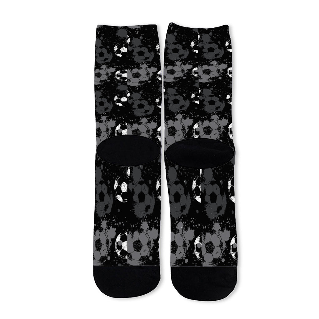 Grunge Soccer Ball Pattern Print Long Socks